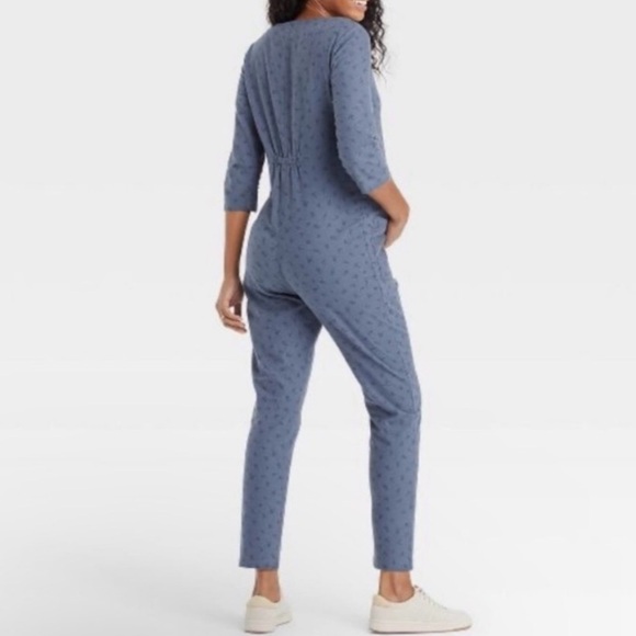 THE NINES by HATCH Button-Front Floral Maternity Jumpsuit - Picture 4 of 16